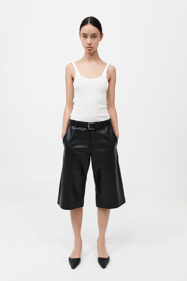 Leather Bermuda Shorts - Black