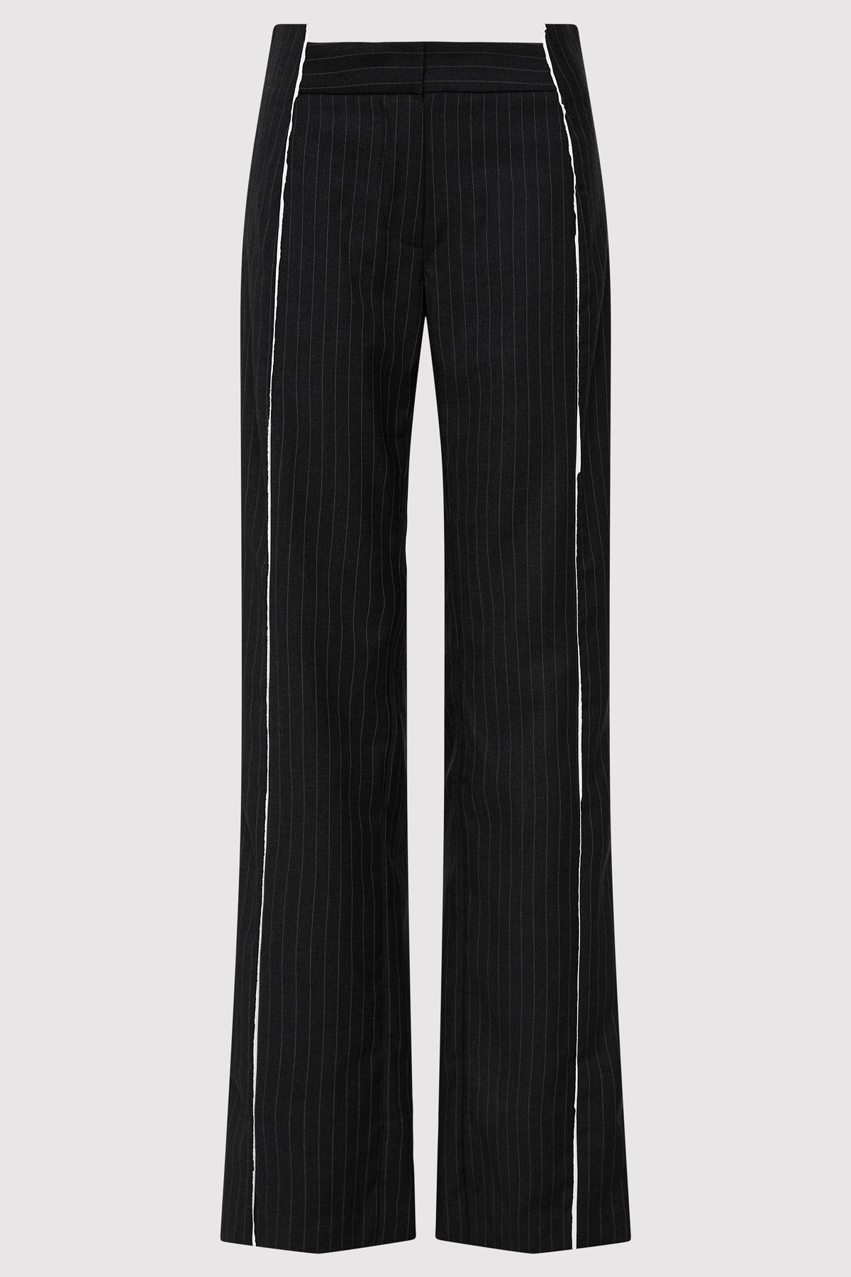 Deconstructed Pinstripe Trousers - Black