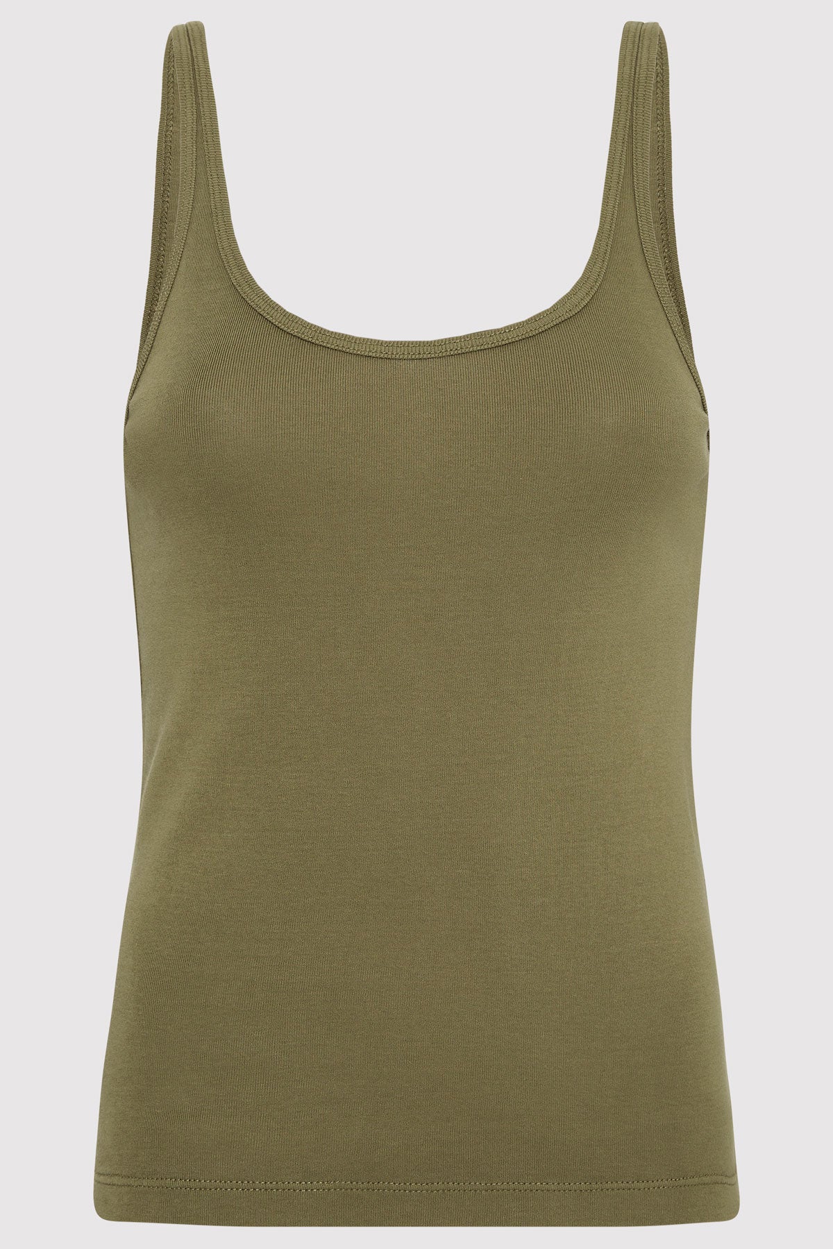 Organic Cotton Slim Scoop Tank - Olive