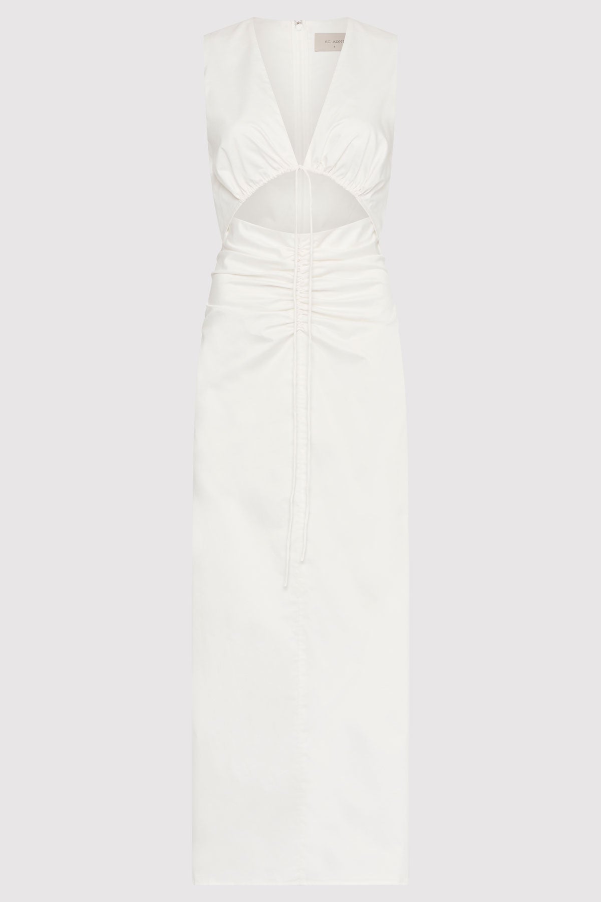 Cotton Gathered Dress - White