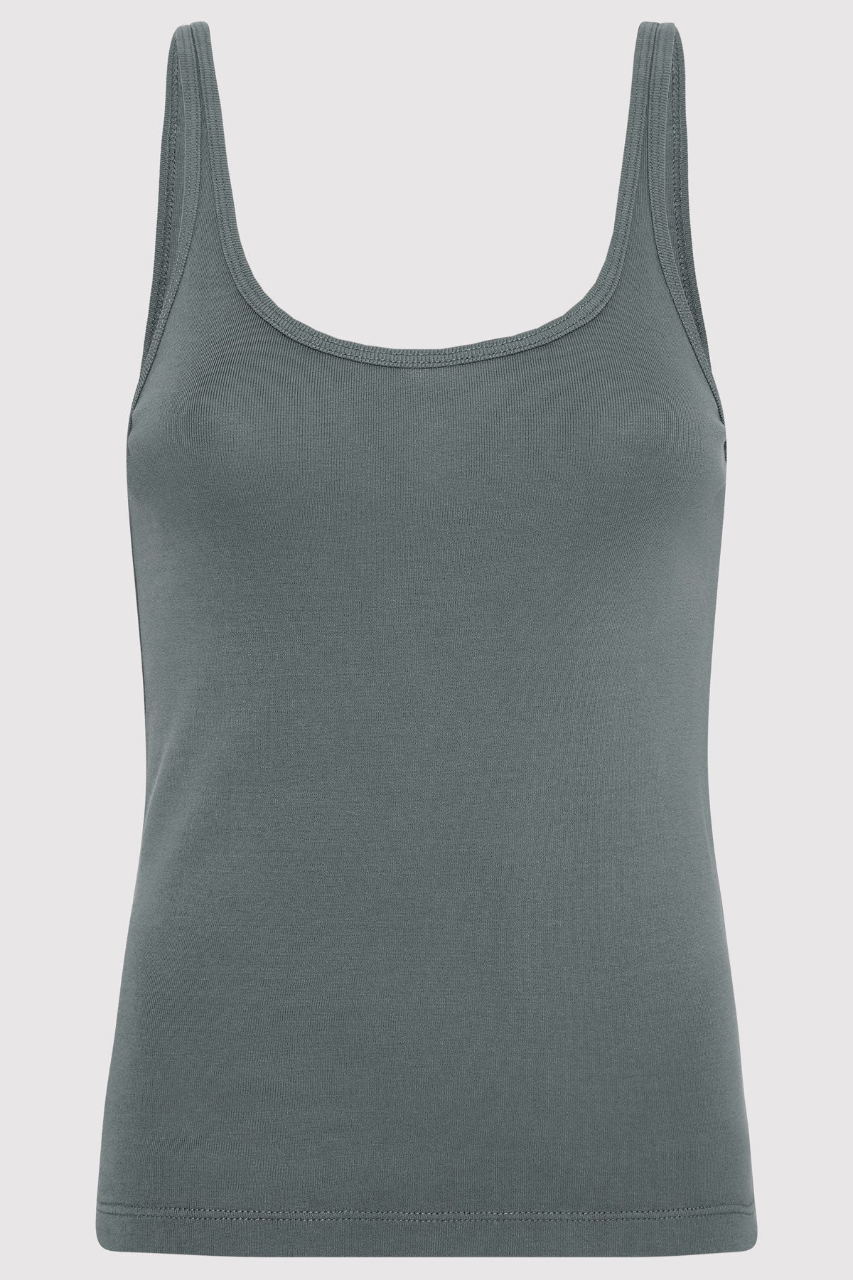 Organic Cotton Slim Scoop Tank - Balsam Green