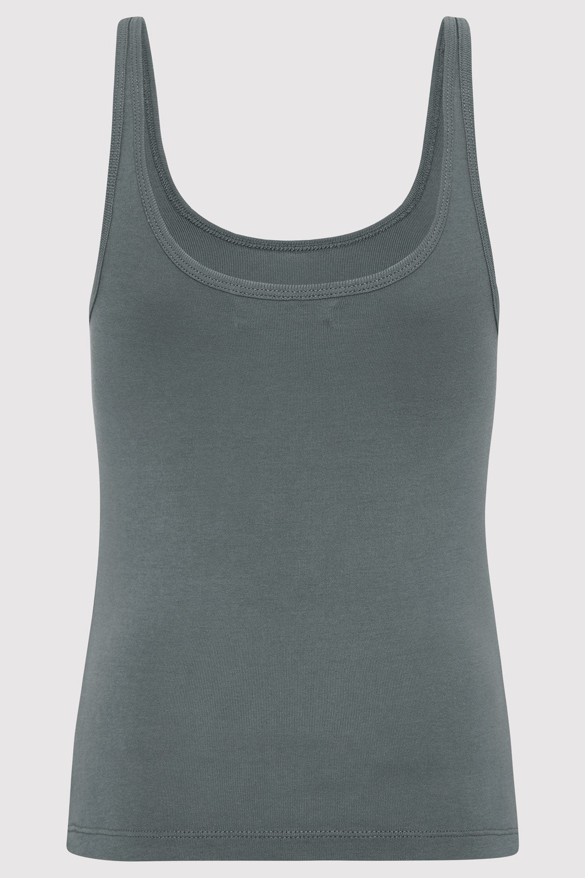 Organic Cotton Slim Scoop Tank - Balsam Green