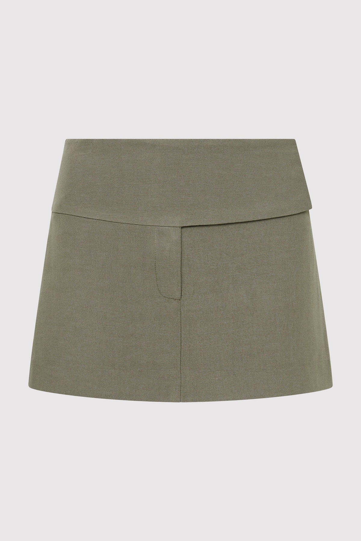 Wide Waistband Mini Skirt - Smokey Olive