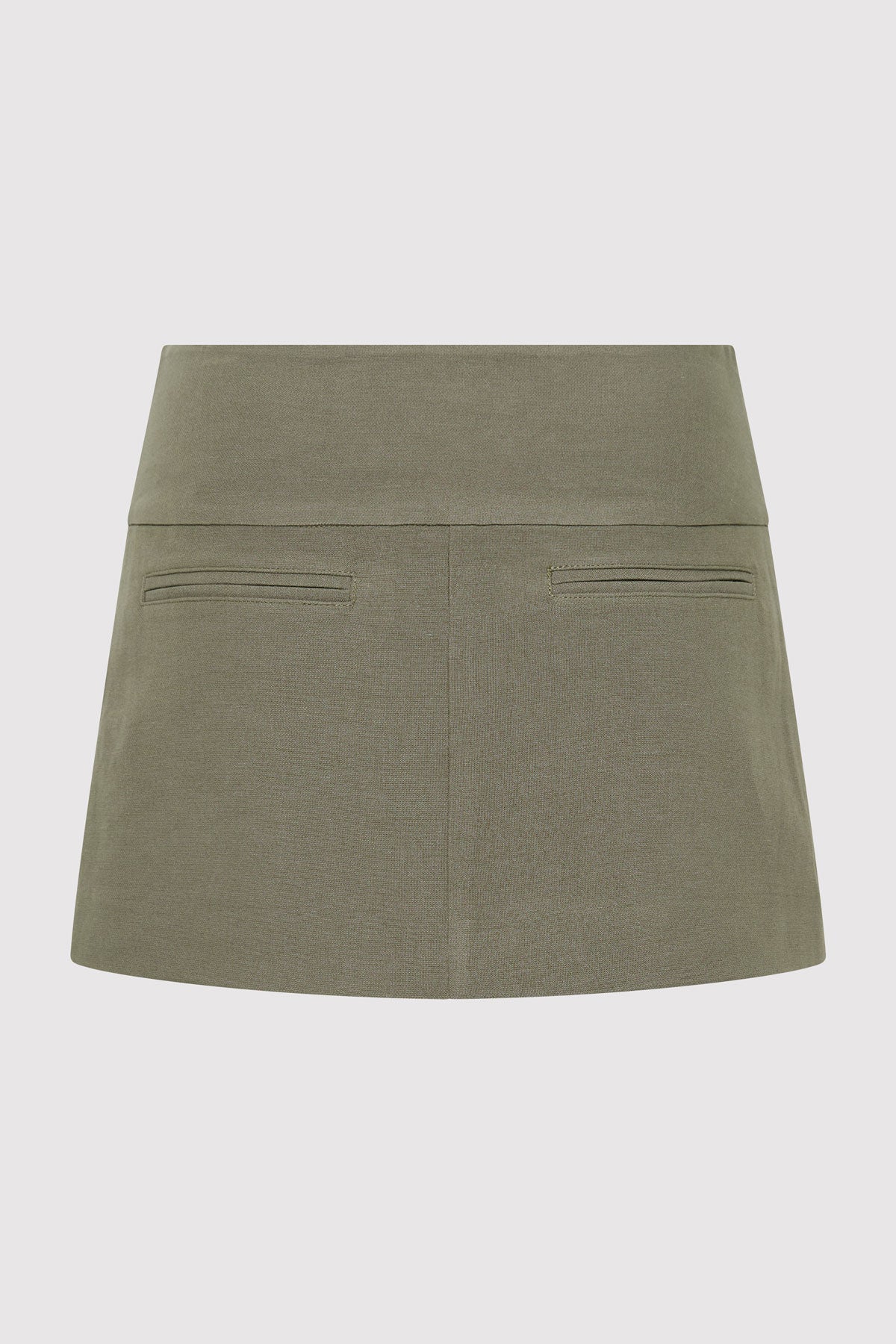 Wide Waistband Mini Skirt - Smokey Olive