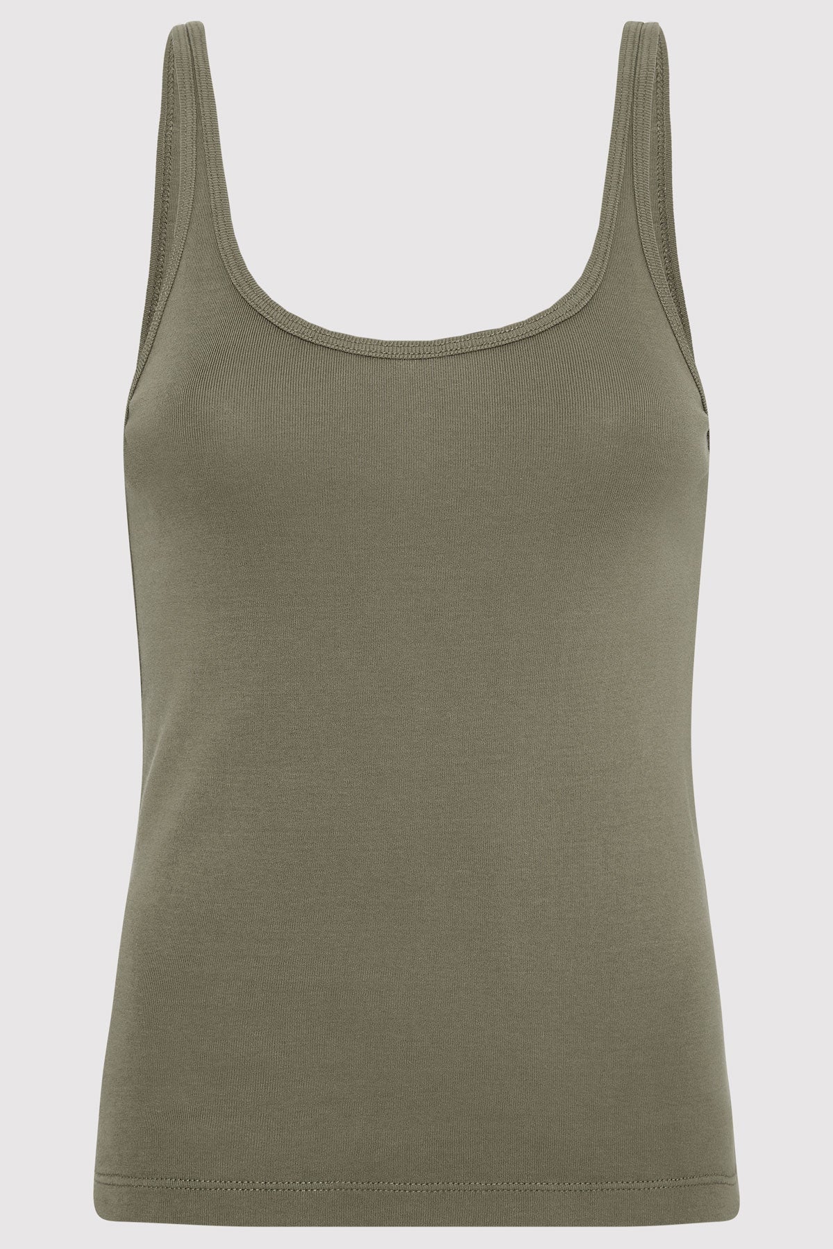 Organic Cotton Slim Scoop Tank - Smokey Olive