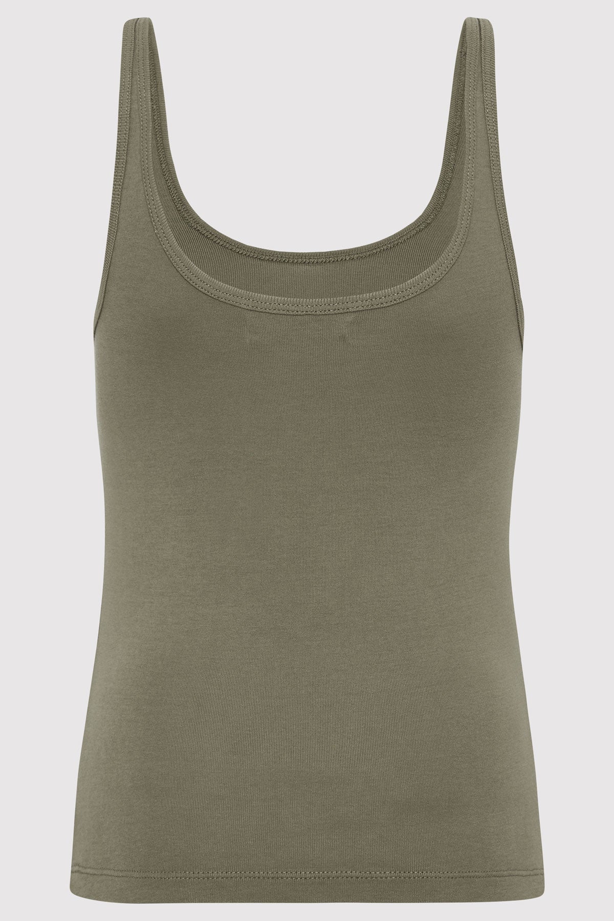 Organic Cotton Slim Scoop Tank - Smokey Olive