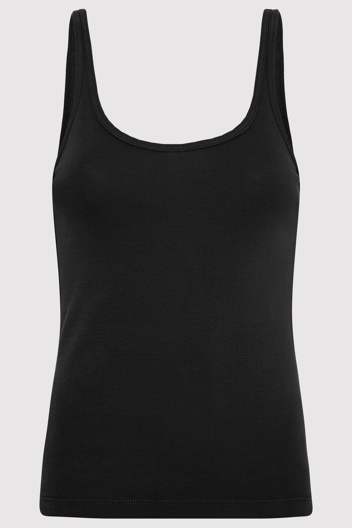 Organic Cotton Slim Scoop Tank - Black