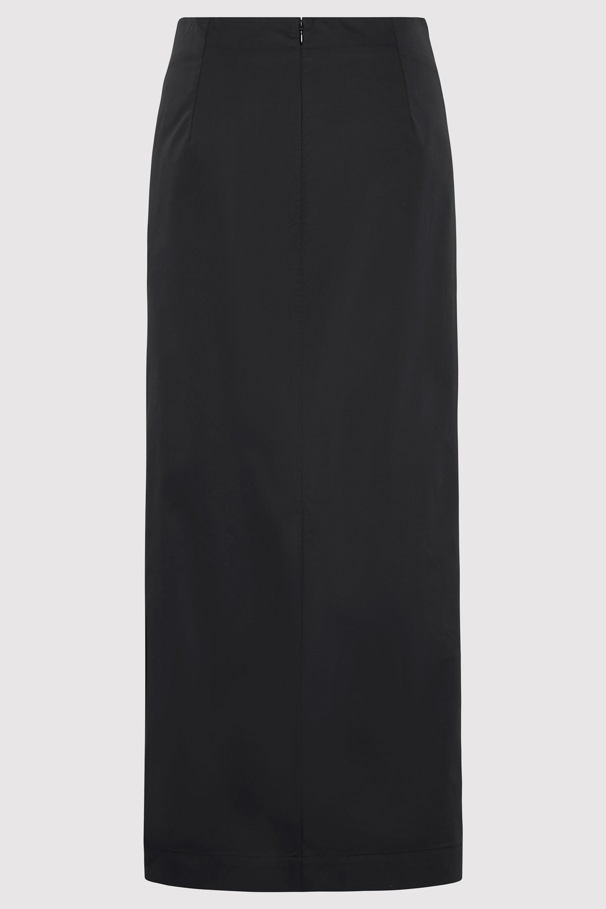 Cotton Tuck Midi Skirt - Black