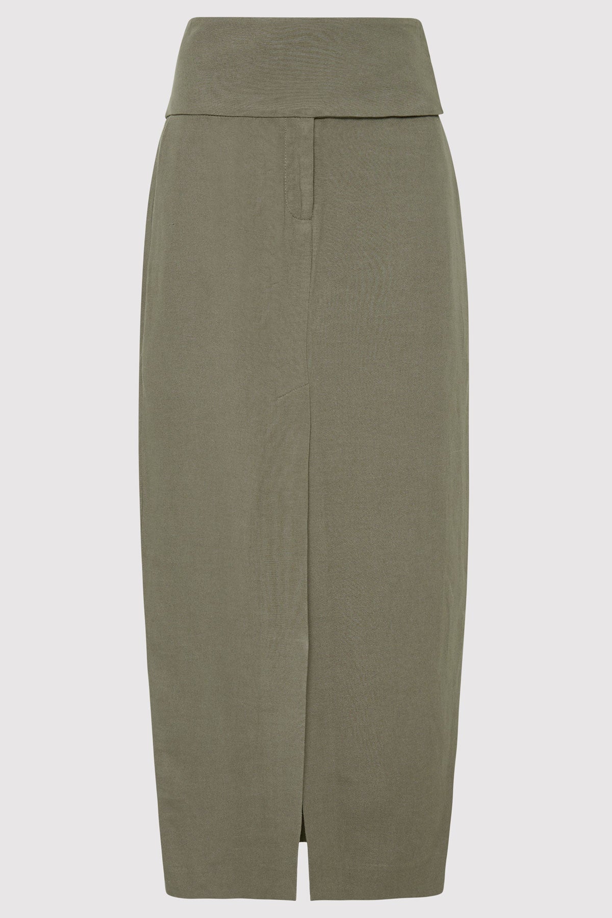 Wide Waistband Column Skirt - Smokey Olive