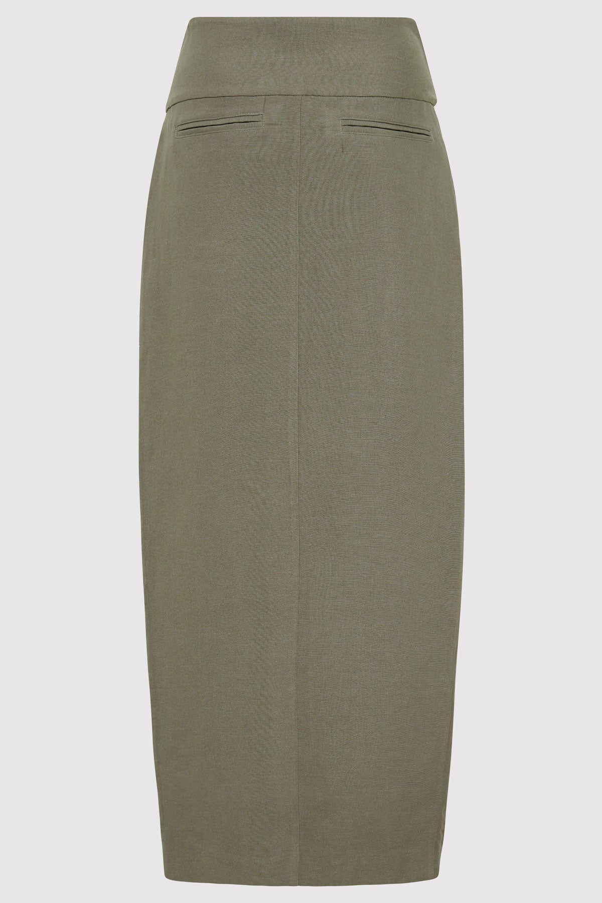 Wide Waistband Column Skirt - Smokey Olive