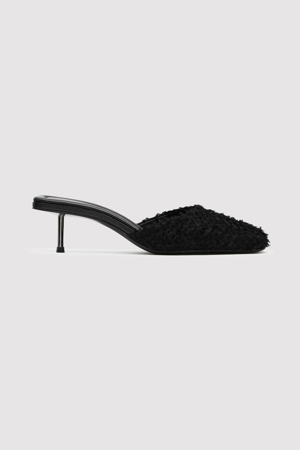 Feathered Square Toe Heel - Black