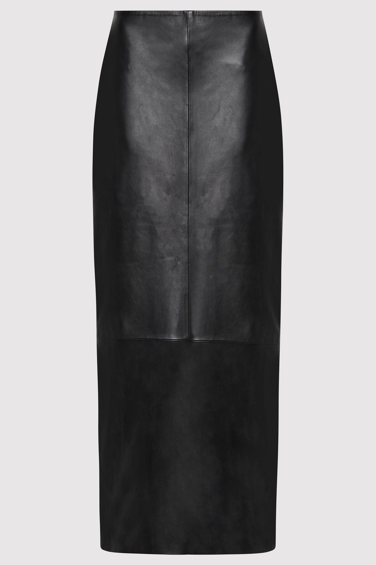 Leather Column Skirt - Black