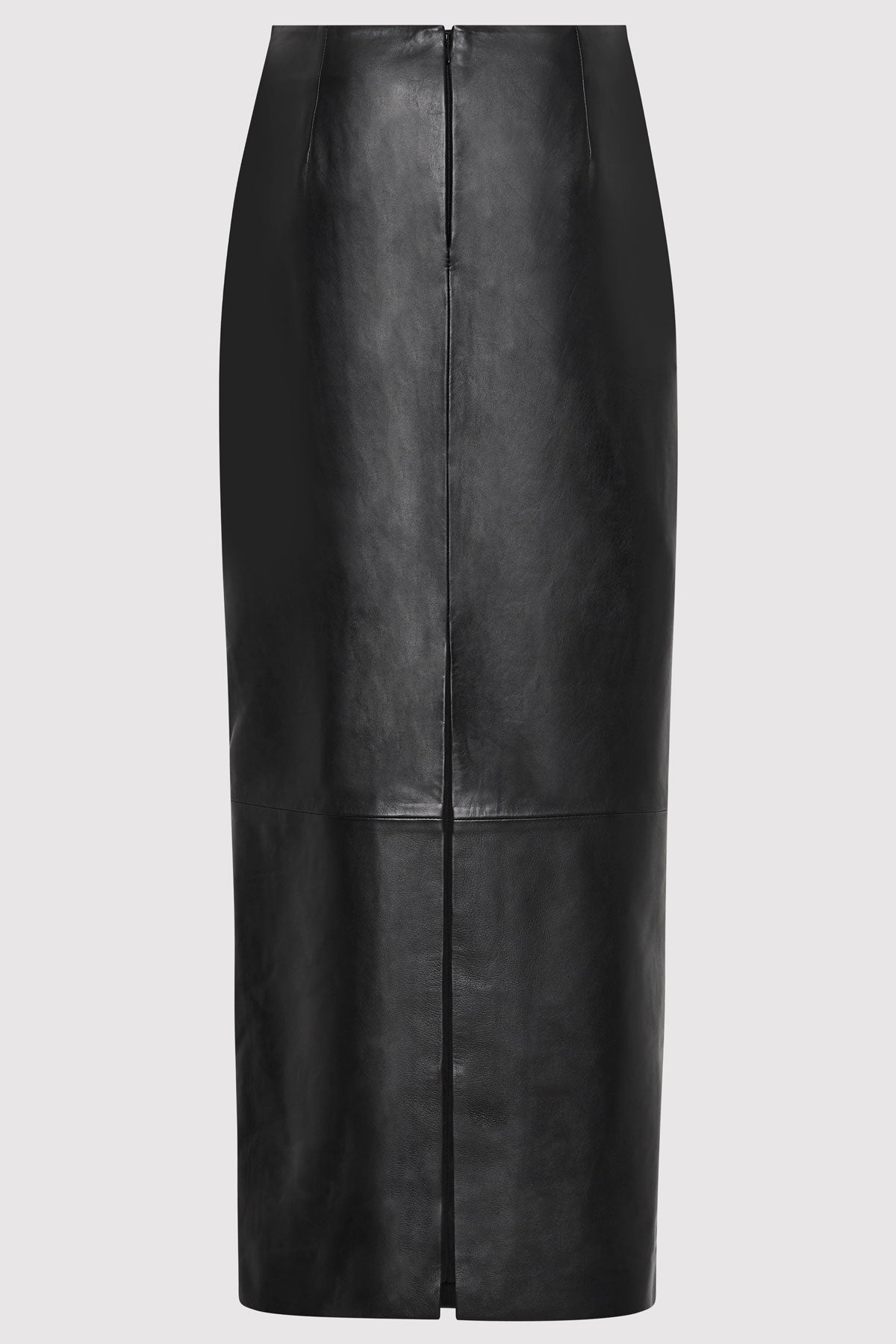 Leather Column Skirt - Black