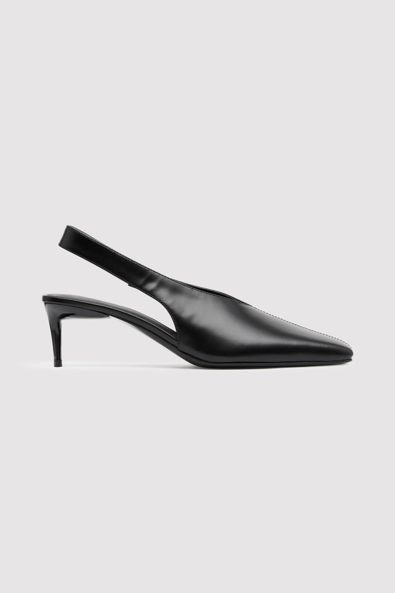 Square Toe Sling Back Heel - Black