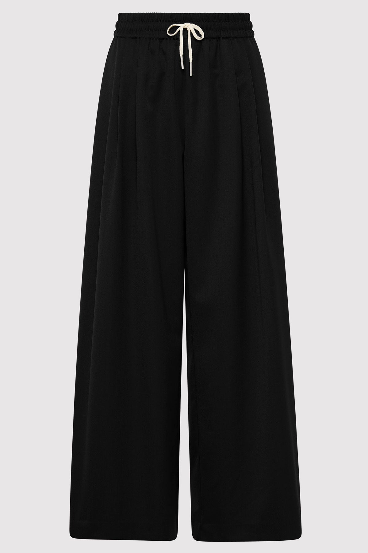 Wool Drawstring Pants - Black