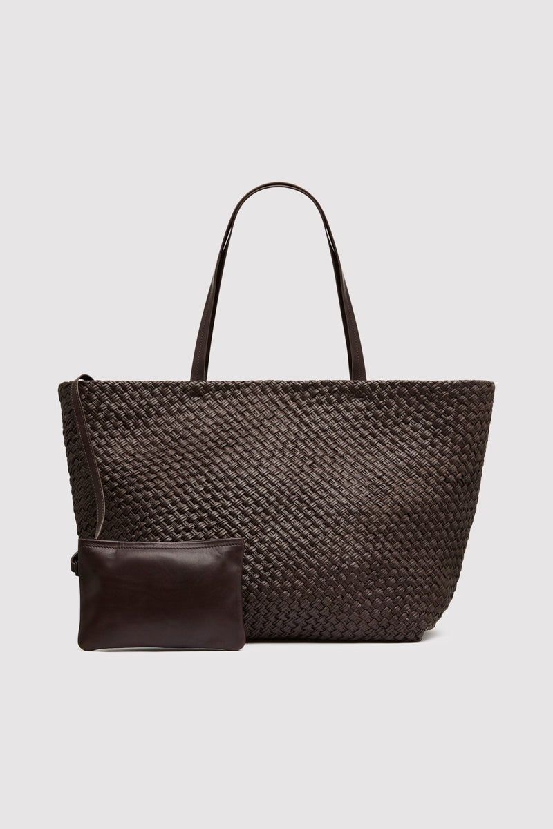 Large Woven Trapeze Bag  - Chocolate