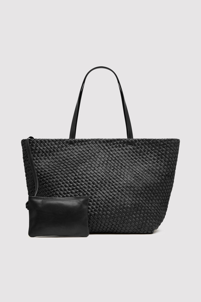 Large Woven Trapeze Bag - Black