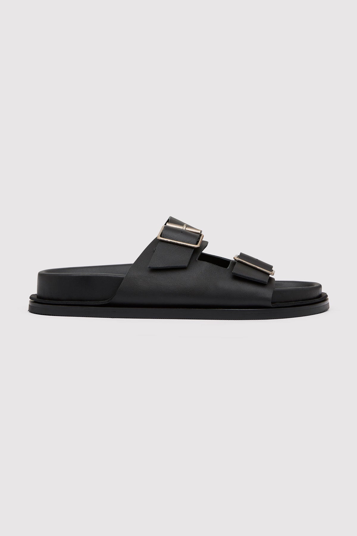 Double Buckle Slides - Black