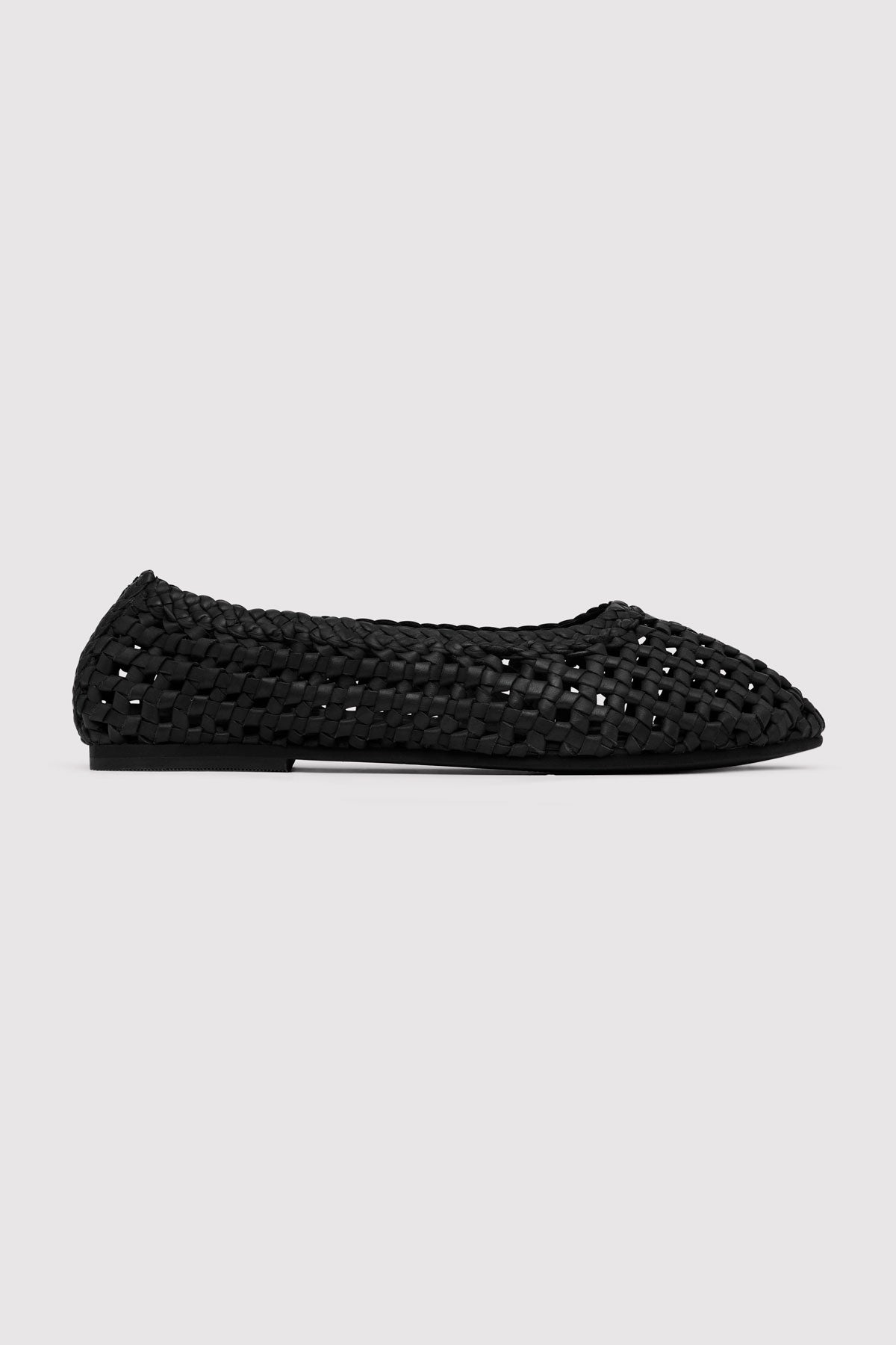 Macrame Mesh Ballet Flats - Black