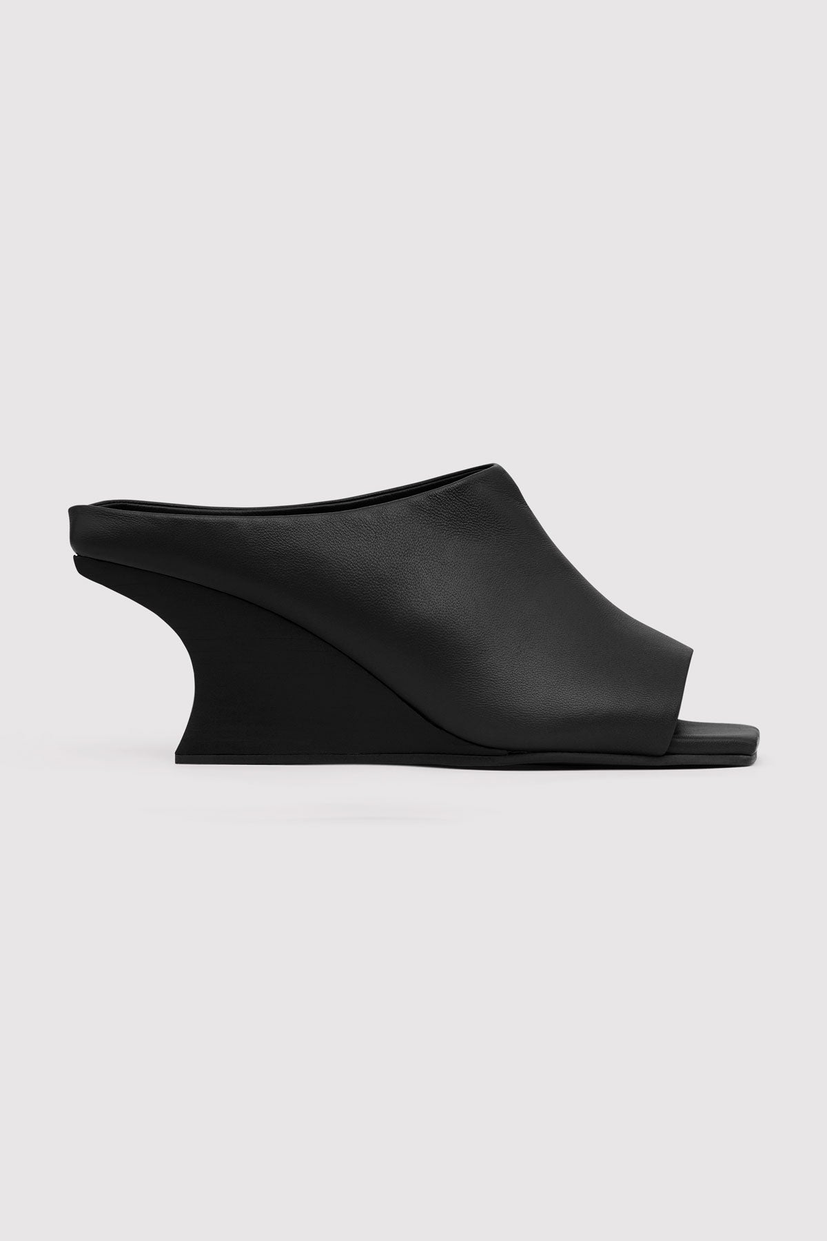 Architectural Wedge Mules - Black