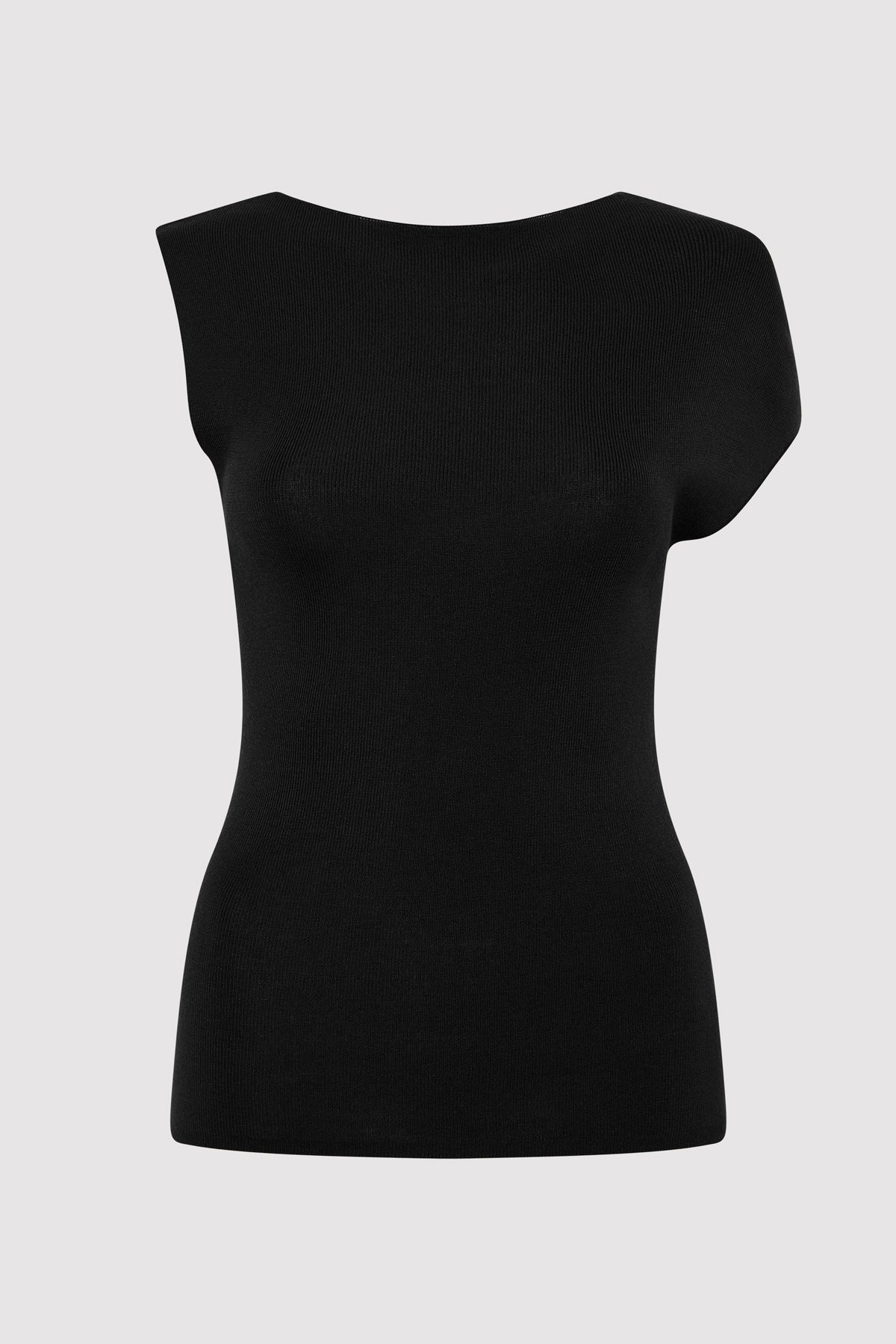 Asymmetric Knit Top - Black