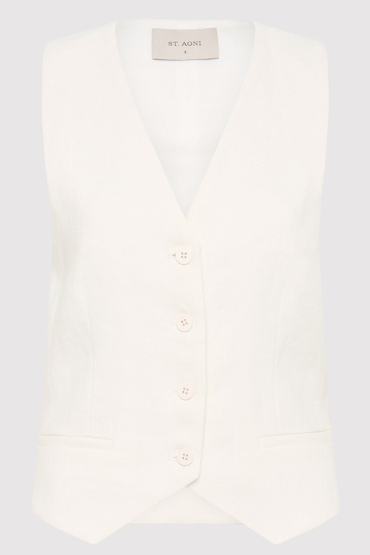 Tailored Linen Vest - Ivory