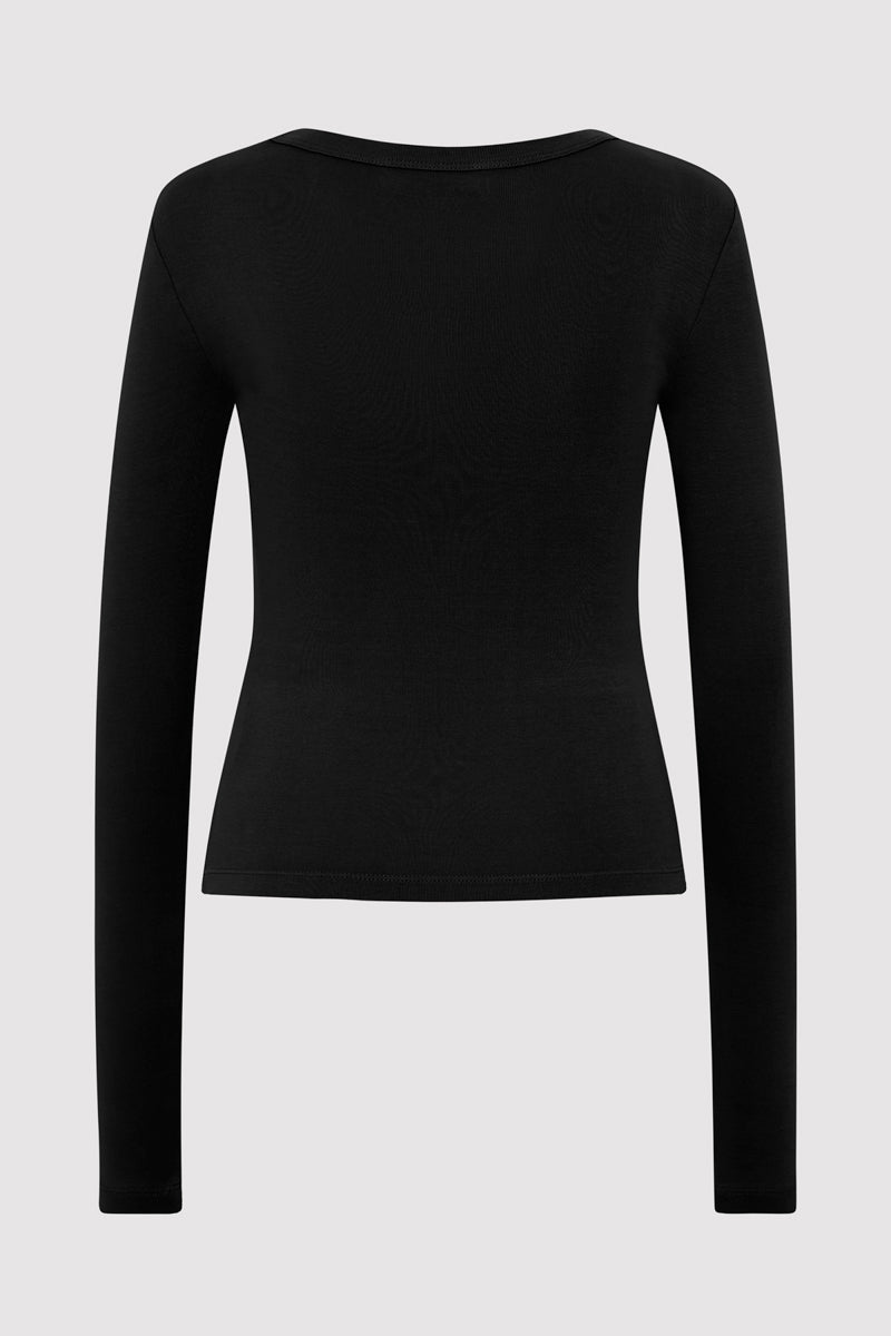 Organic Cotton Long Sleeve Top - Jet Black