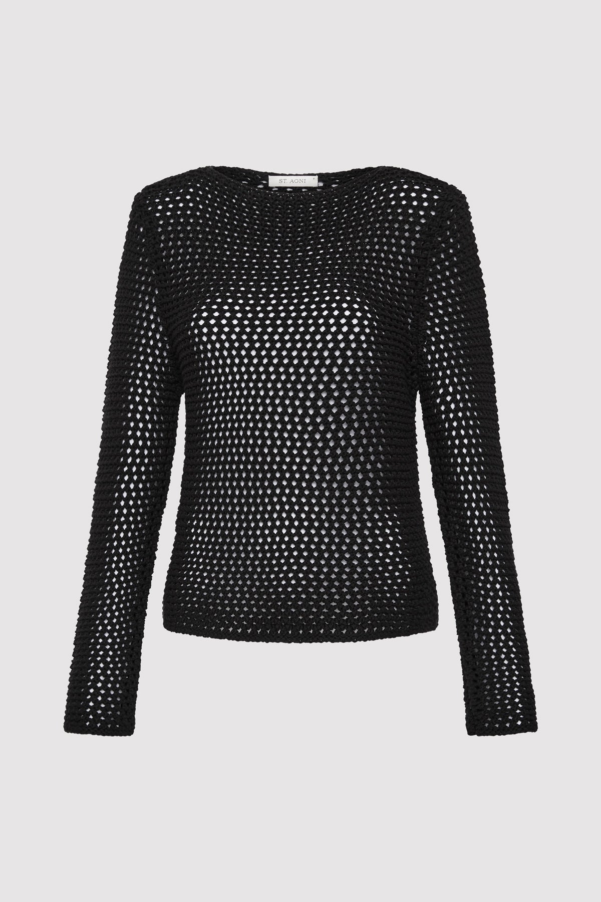 Cotton Crochet Jumper - Black