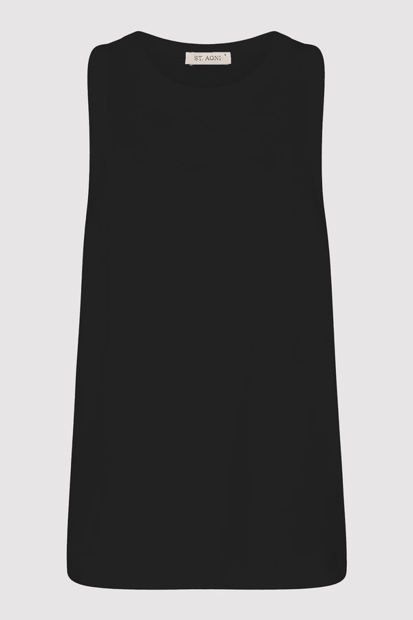 Organic Cotton Boxy Tank - Black