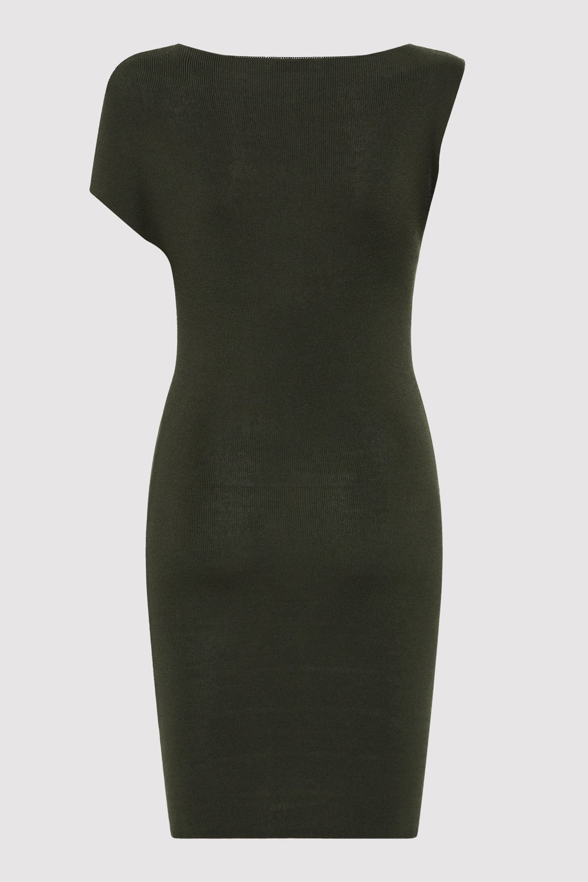 Asymmetric Knit Mini Dress - Basil