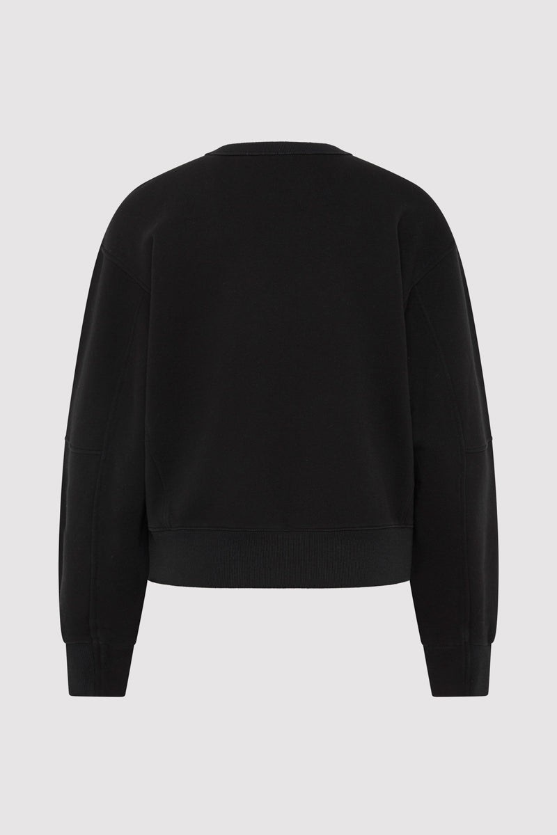 Organic Cotton Panelled Sweater - Black