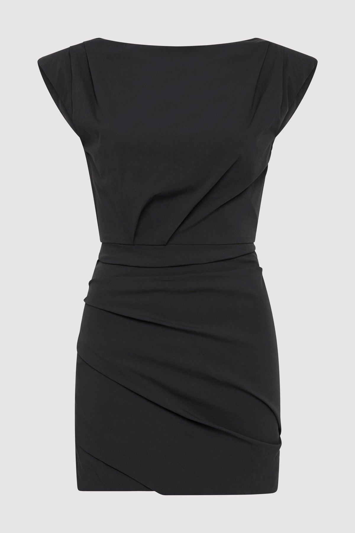 Bateau Tuck Mini Dress - Black