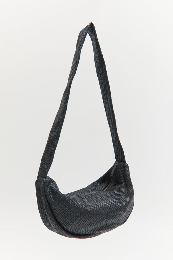 Woven Crescent Bag - Black